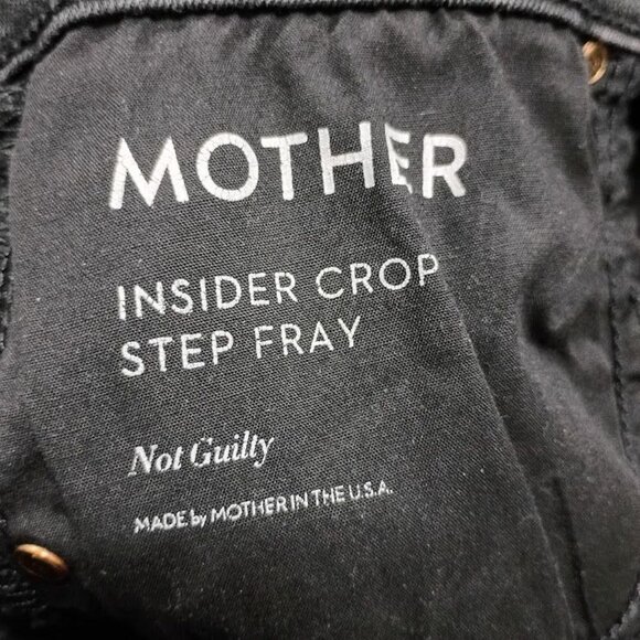 Mother Insider Crop Black Jeans Wash Size 27  Denim Mid-Rise Raw Hem - Picture 5 of 15